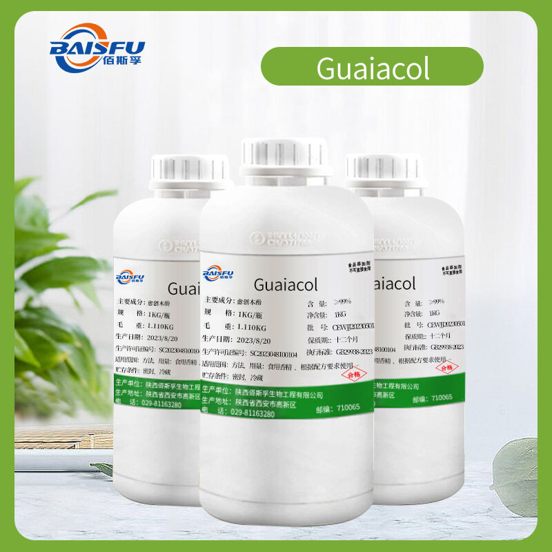 Baisfu Hot Sales Guaiacol CAS 90-05-1 Light Yellow Oily Liquid for Manufacturing Smoked Fragrances and Whisky